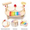 Wooden Music Table Toys For Baby Kids Xylophone Drum Shaker Set Montessori Tactile Educational Plaything For 6-18 Months Newborn Present