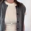Brushed water drop love pendant, pull-out necklace, simple and high-end sweater chain, niche cold wind necklace jewelry