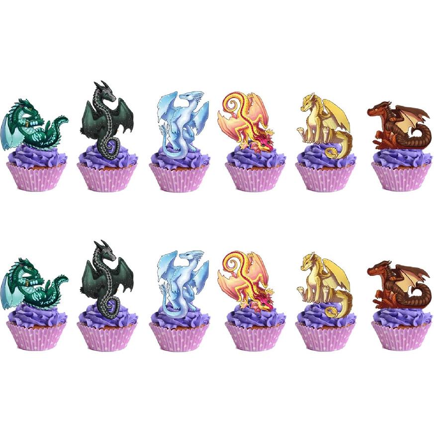 50 PCS Wings of Fire Themed Birthday Party Supplies Decorations Set with Banner, Balloons, Hanging Swirls, Cake Cupcake Toppers for Boys Girls Wings