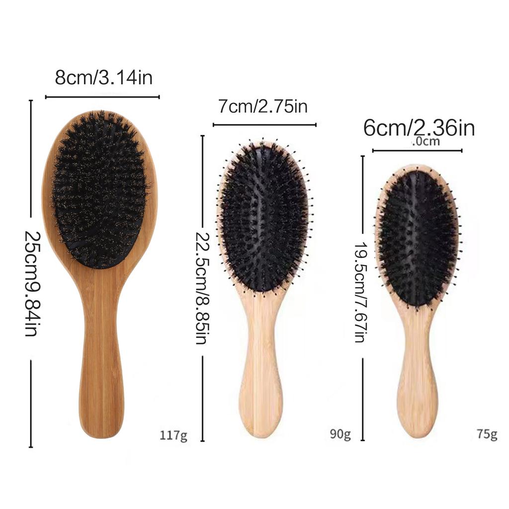 Boar Bristle Hair Brush For Women Men Kid Soft Natural Bristles Brush For Thin Hair Simulated Shine Texture Bamboo Comb