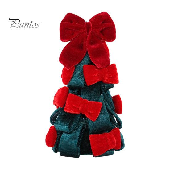 Desktop Christmas Tree Ornament Velvet Bow Decoration, Shaped Soft Fabric Tabletop for Fireplace Dining Table Window Holiday Decor