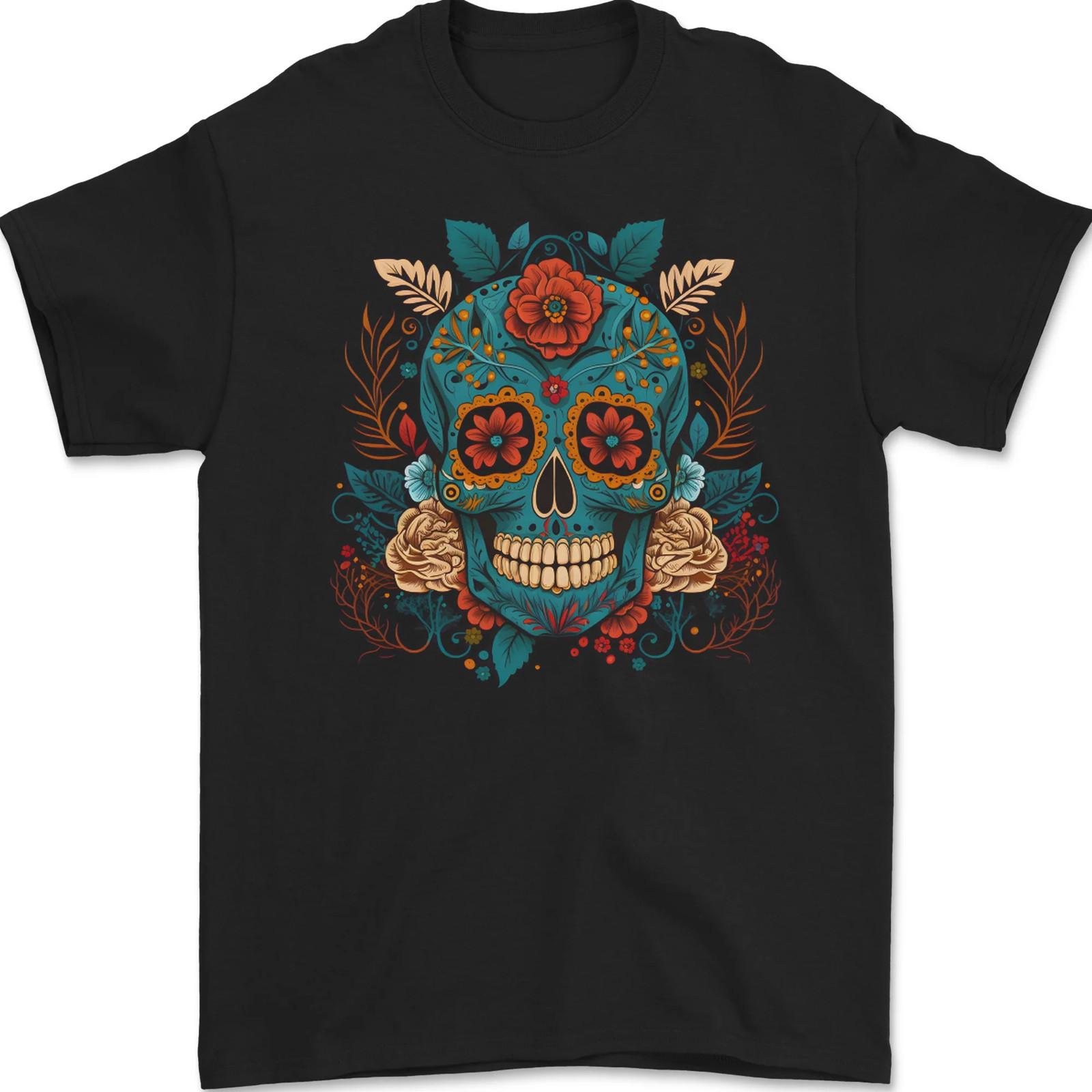 Day of the Dead Sugar Skull DOTD Mens T-Shirt 100% Cotton S