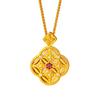 Gold-Color Hollow Four-Leaf Flower Pendant Necklace - High-End Women's Fashion Jewelry