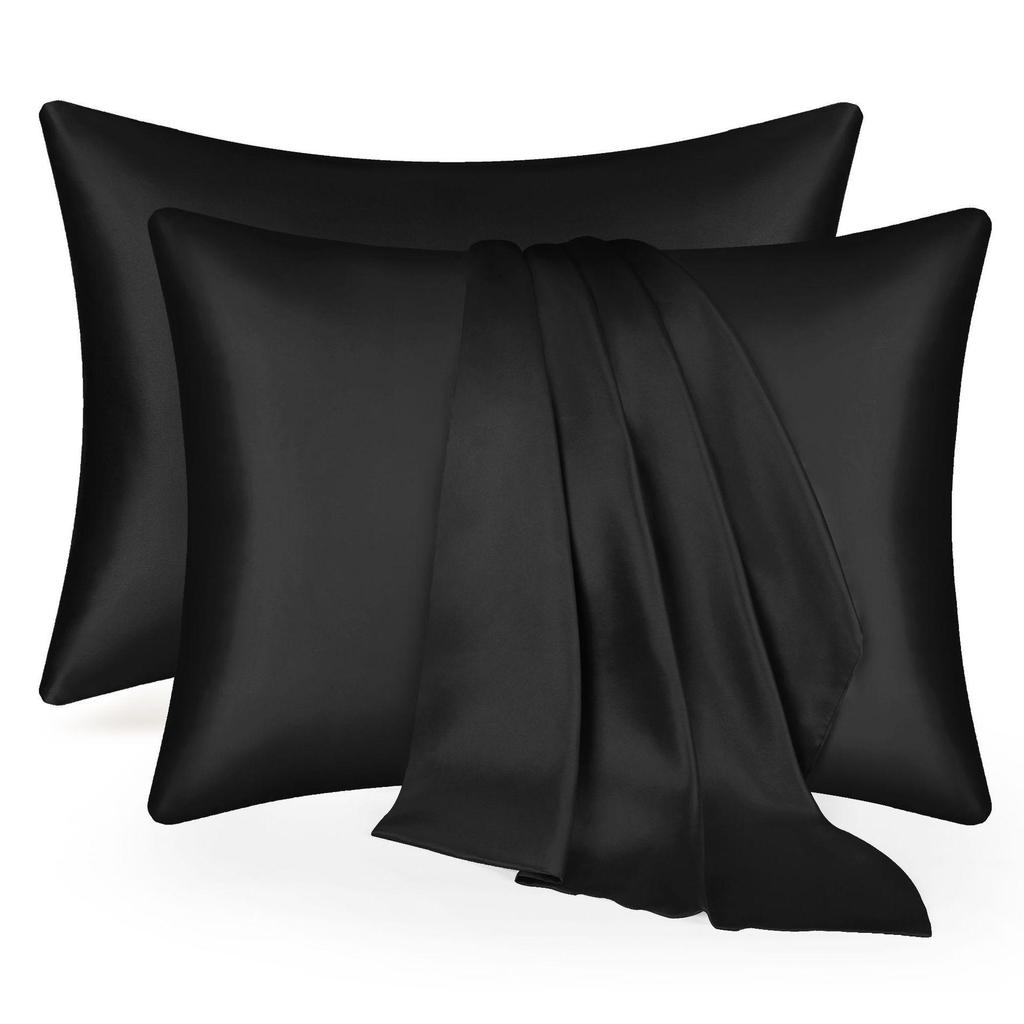 Solid Color Ice Silk Satin Zipper Pillowcase