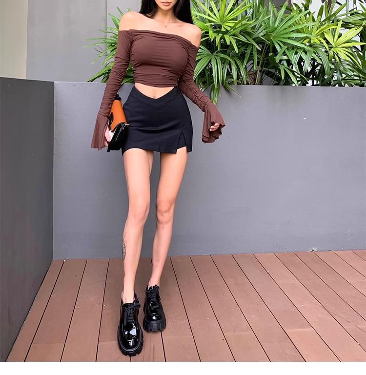 Women's Black Skirt: 2025 Spring/Summer Sexy Slit Suit, Anti-Exposure, Pure Desire Short Hip Skirt
