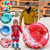 Inflatable Ski Lap Sledding Tube Snow Tubes for Kids Inflatable Sled for Sledding with 2 Handles Foldable Snow Sled for kids