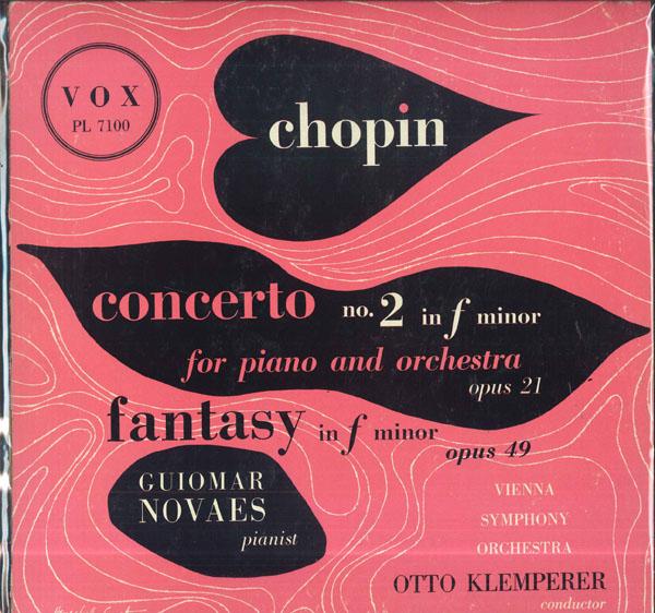 

LP Record GUIOMAR NOVAES OTTO KLEMPERER VIE Chopin Concerto No2 In F Minor Fa PL7100 VOX 1951 US Classical Used