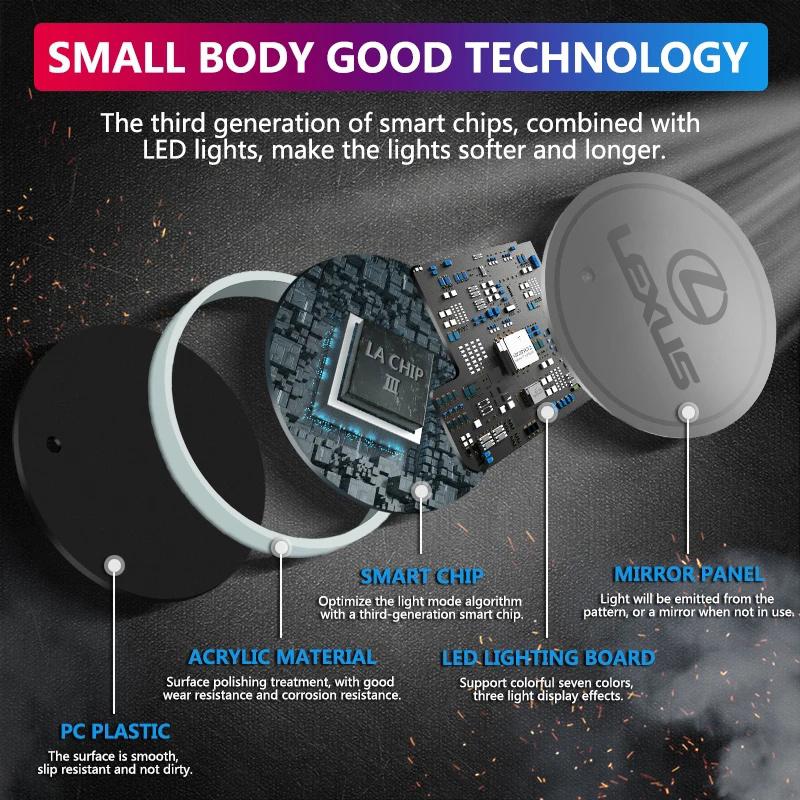 Car LED Luminous Water Cup Pads Auto Coaster Mats For Lexus RX ES GX LS LX IS GS RC UX IS250 IS300 ES300 ES250 Auto AccessoriesVK3