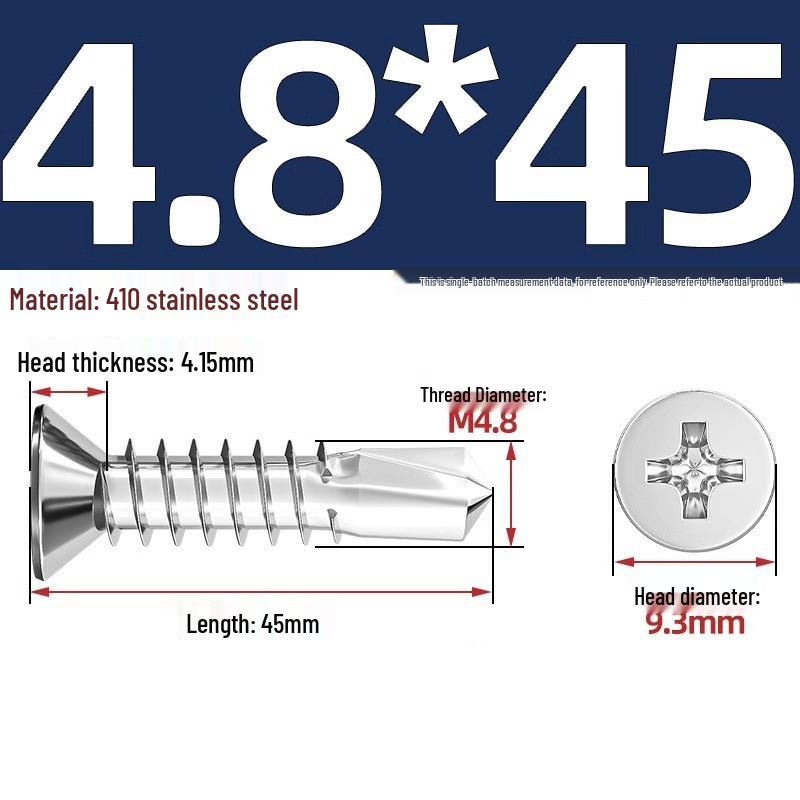 410 Stainless Steel Self-Drilling Flat Head Cross Countersunk Swallowtail Screws