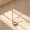 18K Gold-Plated Colorful Zirconia Heart Necklace - Titanium Steel Clavicle Chain