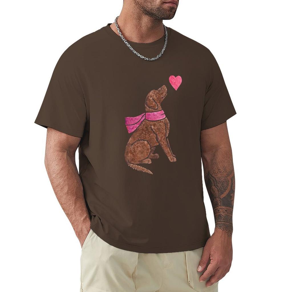 Watercolour Curly-coated Retriever T-Shirt Blue Archive Oversized Fitted T Shirts for Men