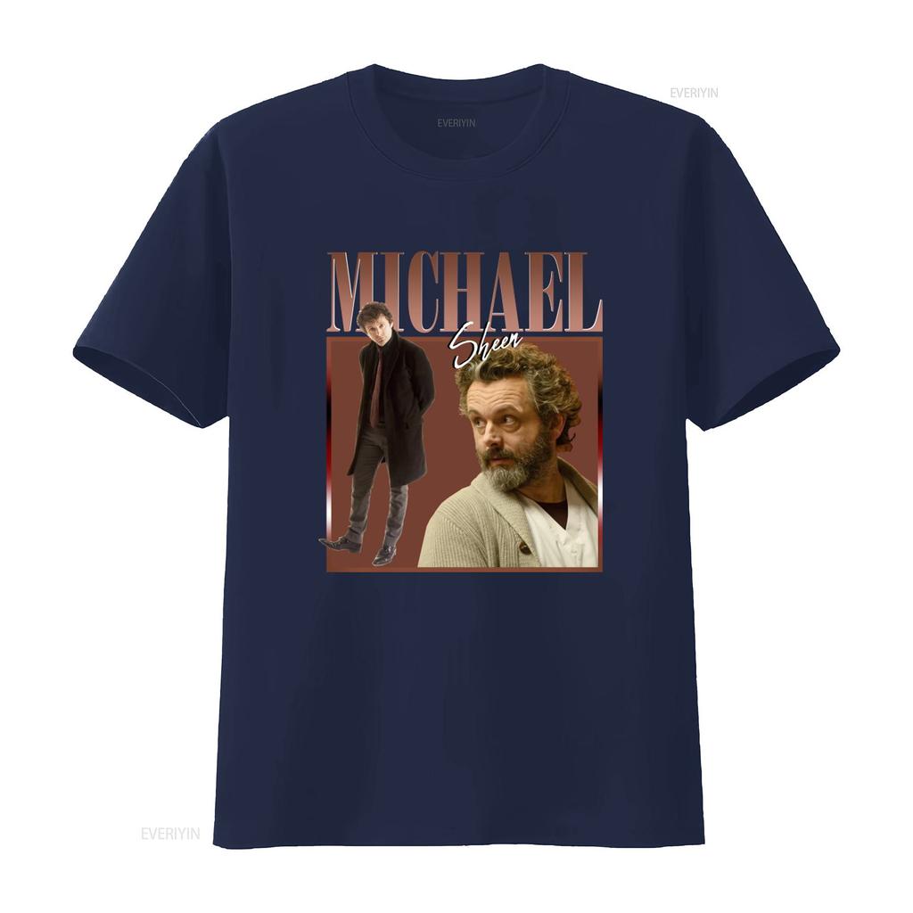 Michael Sheen Good Omens Vintage Stil Retro T-Shirt Hommage vintage Gewaschen Lässig Bequem Unisex Weich Stilvoll Leicht