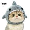 Holiday Pet Gift Ideas Cat Shark Hood Hat, Winter Plush Warm Headgear, Cozy Cute Small Animal Accessories Hat Accessory for Cats Dogs Fun Photo Props