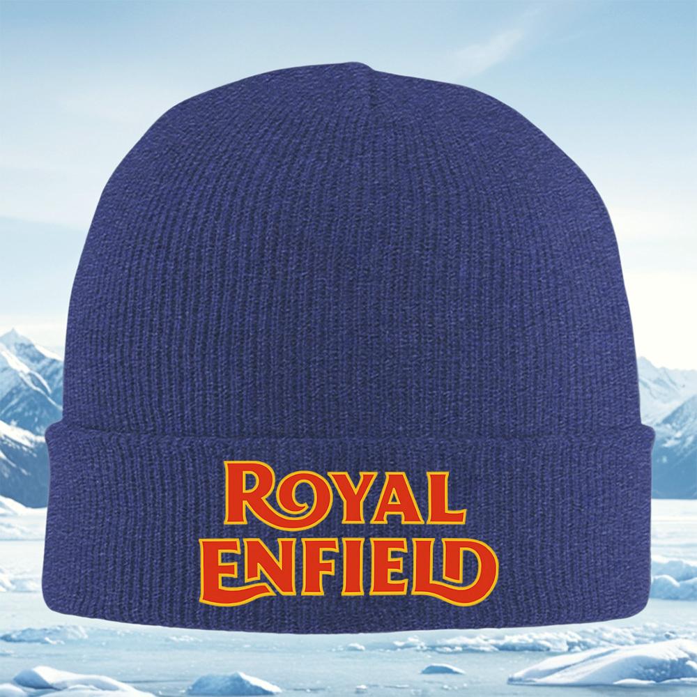 Royal Enfield stylized vintage logo Unisex Women Unisex Knitted Hat Beanie Pullover Cap Winter Thermal Warm Christmas Outdoor Cycli