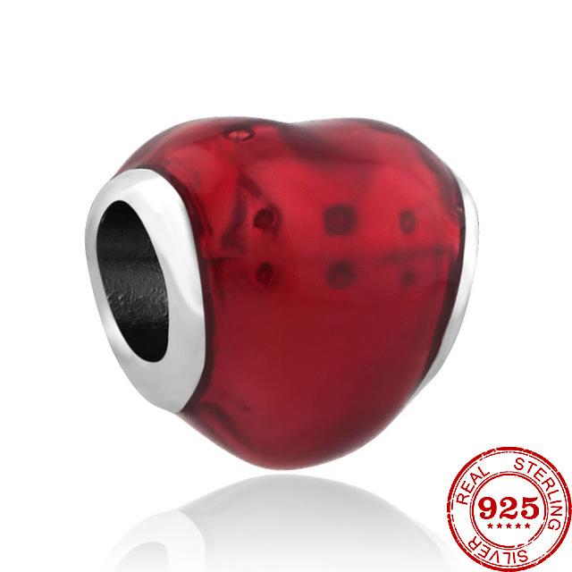 Nový 925 Sterling Silver Red Cherry Snow Charm Fine Bead Fit Original Fasion náramek Diy Dámské šperky