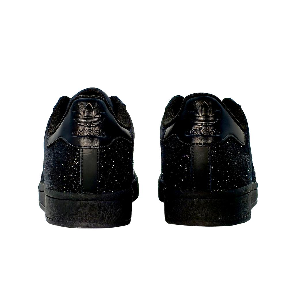 adidas Originals SUPERSTAR Wear Resistant And Lightweight Low Top Skateboard Shoes Unisex Black Sparkling Rhinestone EG4959(Team133-)