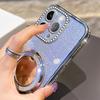 KEYSION Luxury Glitter Jewelled Magnetic Phone Case for iPhone 13 14 Pro Max Makeup Mirror Ring Stand Shockproof Back Cover
