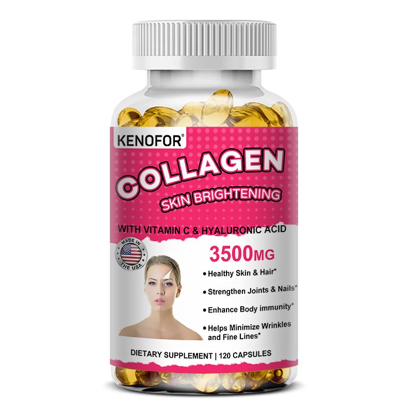 Collagen 3500mg with Vitamin C & Hyaluronic Acid Daily Wellness Complex, 120 Dietary Supplement Capsules 120PCS