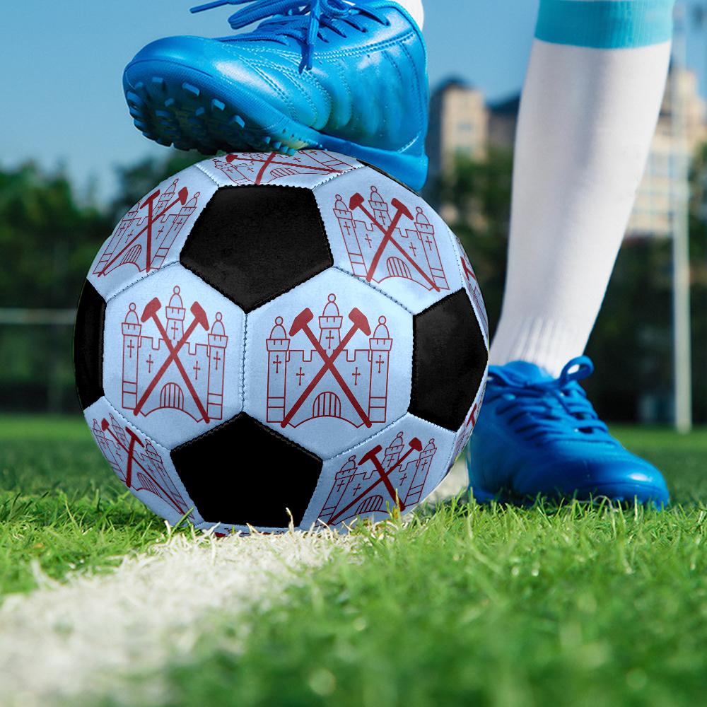 West Ham United Football Indoor Soccer Ball Colorful Machine Stitched PVC Size 5 Team Training Competition Ready Durable High-Bounce Cool Sports Gift