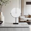 Marble Disc Sculpture with Stand Minimalist Decorative Accent for Bookshelf