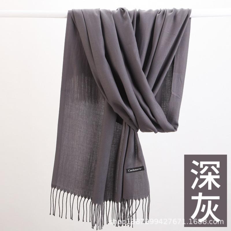 Solid color cashmere bristle scarf women's autumn and winter warm versatile gift shawl factory