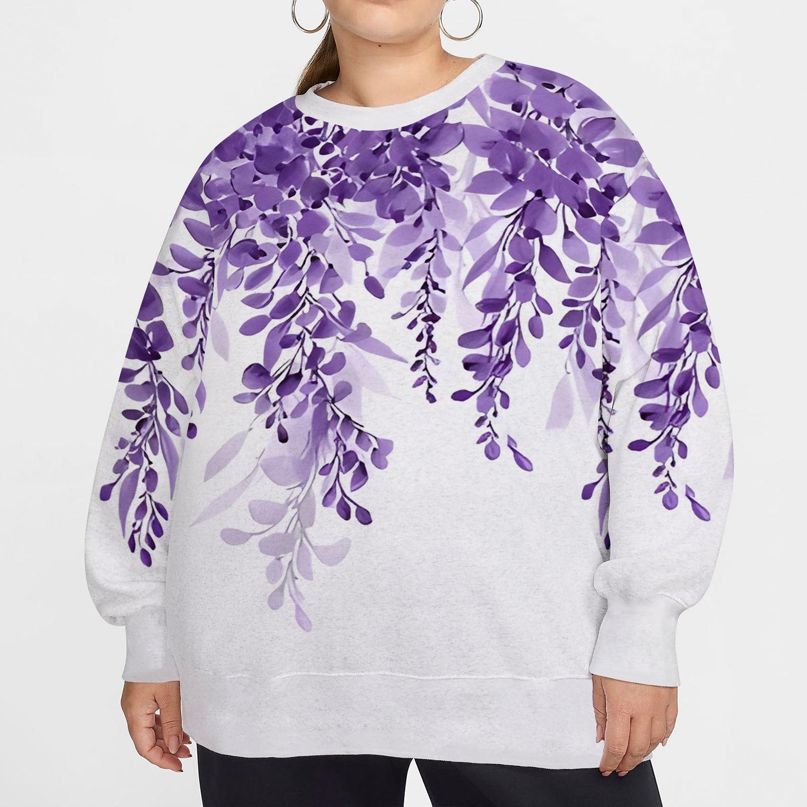 Толстовка с круглым вырезом и цветочным принтом больших размеров — фото 8