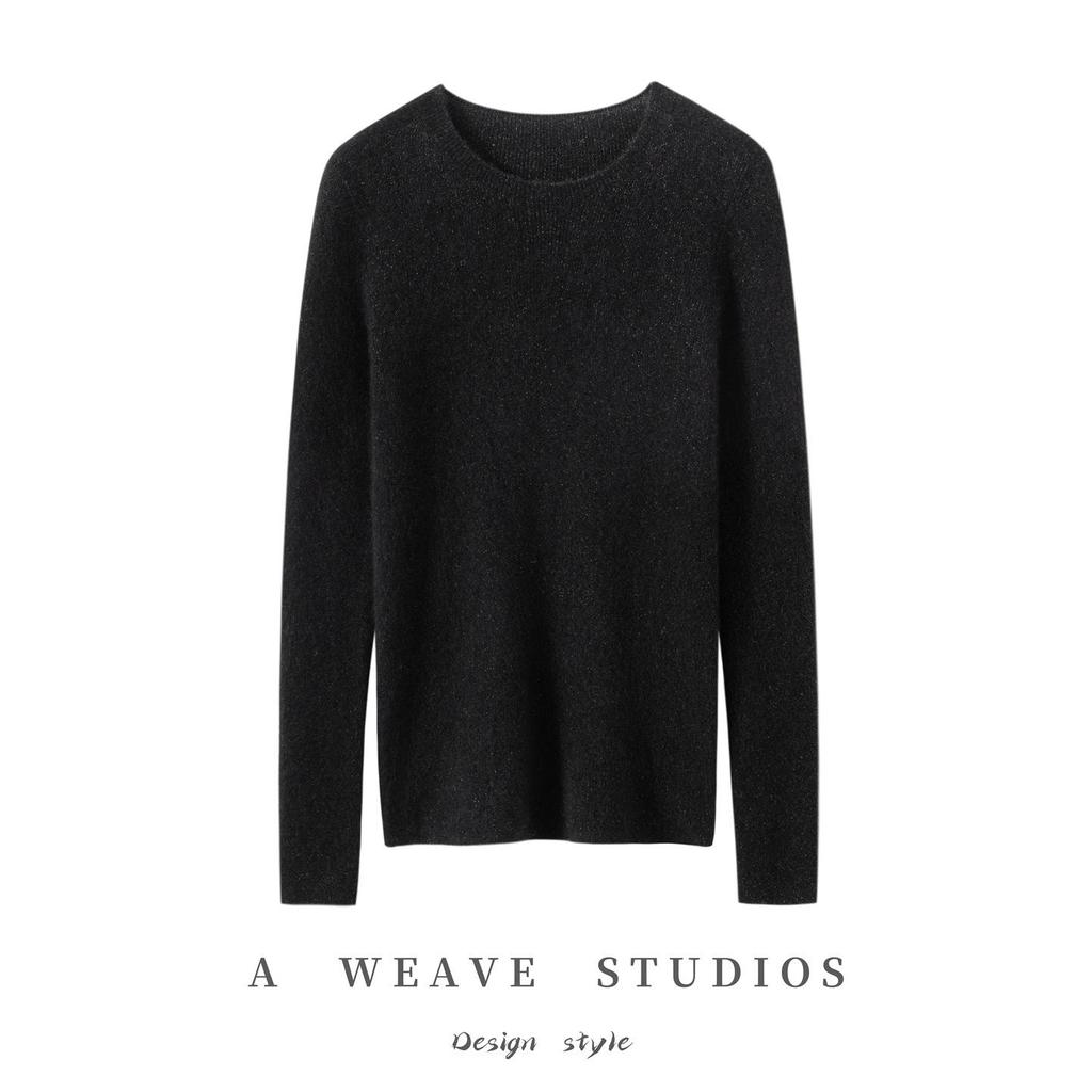 Women's Pure Cashmere Sweater, Round Neck, Loose Fit, Autumn/Winter Knitwear, Versatile Base Layer Pullover