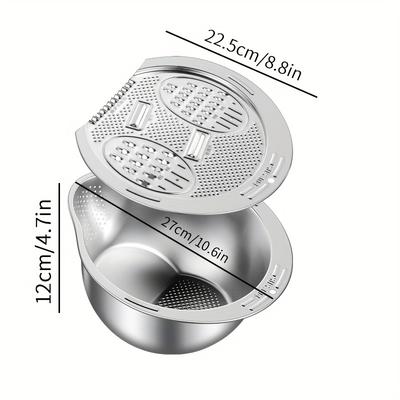 Multifunktionell kökssil i rostfritt stål, Ergonomisk design för att tvätta ris, frukt, grönsaker, Hållbar avloppskorg med finmaskigt filter,