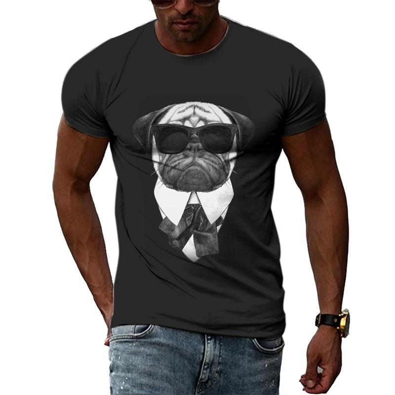 Letní móda Legrační zvíře Psí portrét Muži Trička 3D Trend Osobnost Ležérní Černá Trička s potiskem Hip Hop Harajuku Top s výstřihem