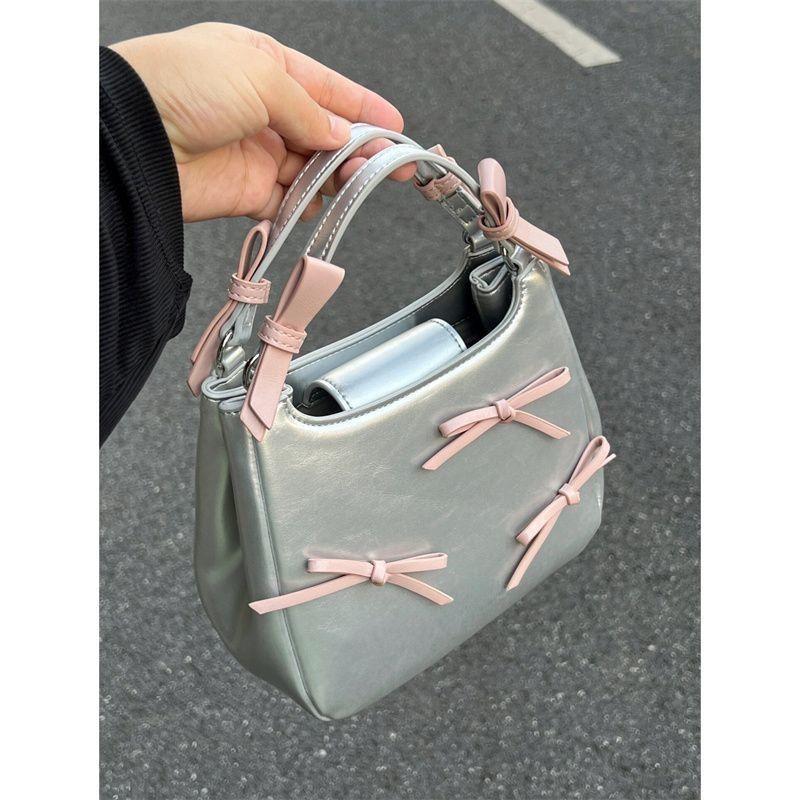 JIAERDI Hot Girls Y2k Hand Bag Purse Female Sweet Cool Bow Handle Blue Bucket Bag Women Harajuku Aesthetic Casual Crossbody Bags