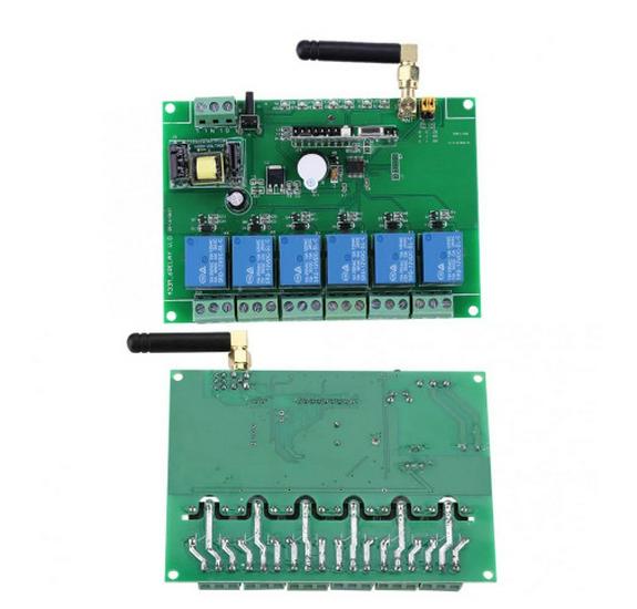 433MHz 6-Channel RF Relay Module with Remote Control (110-240V)