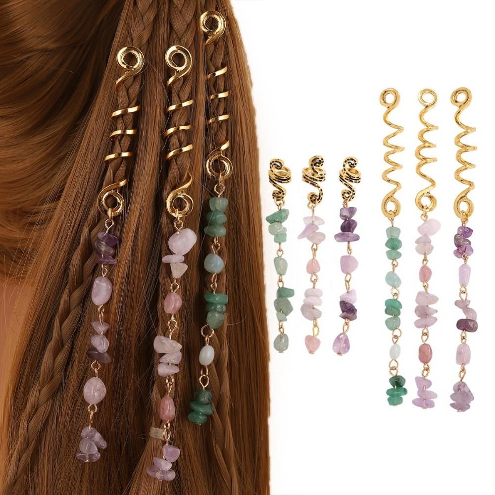 2Pcs/Set Vintage Ethnic Style Spiral Dreadlock Hair Clip Pendant Hair Loop  Women Dreadlock Styling