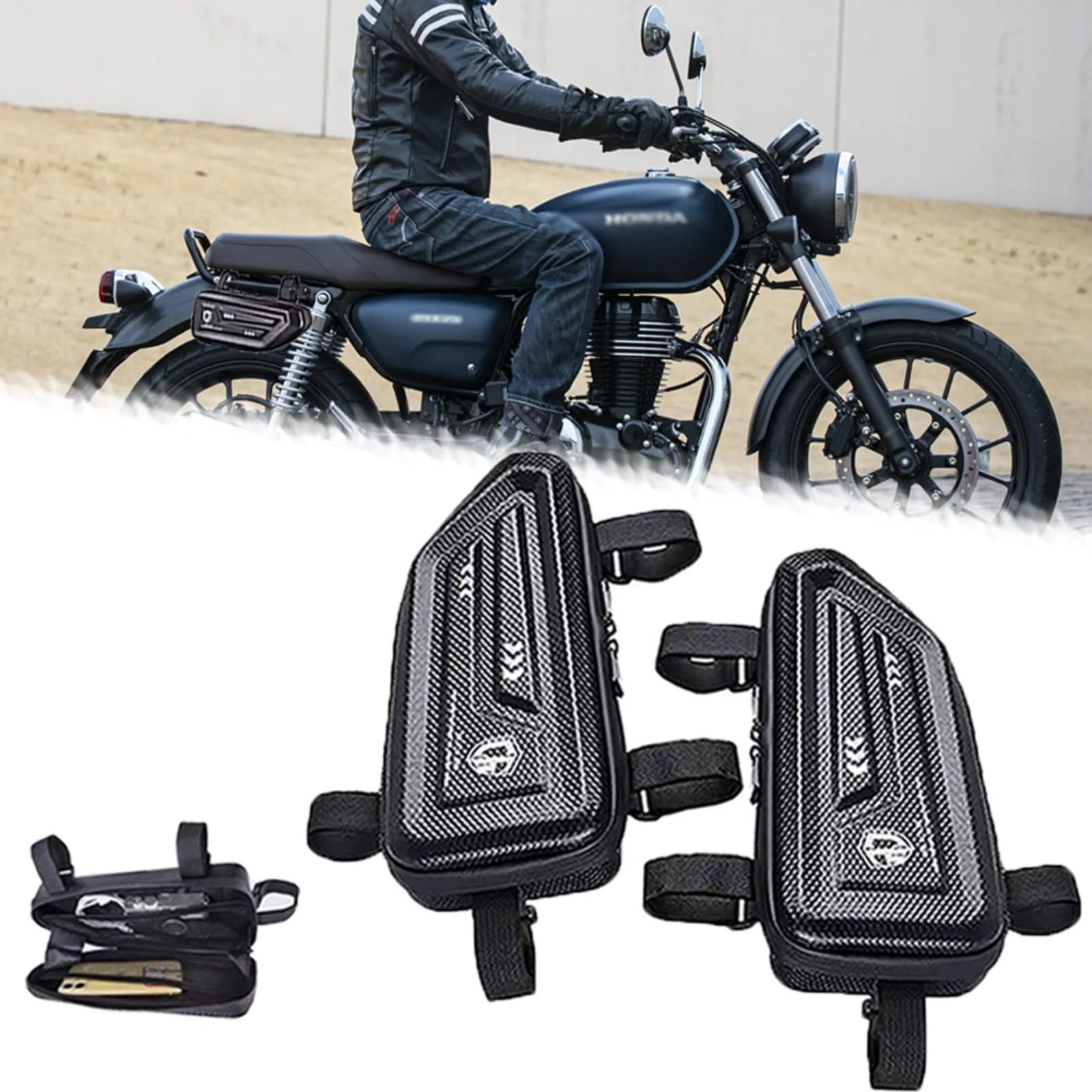 

Водонепроницаемые треугольные боковые сумки EVA с жестким каркасом для GB 350S Легкие боковые сумки, Сумки, GB350, GB350C, GB350S, 350, 350C, (2021-2024, 2025) чёрный