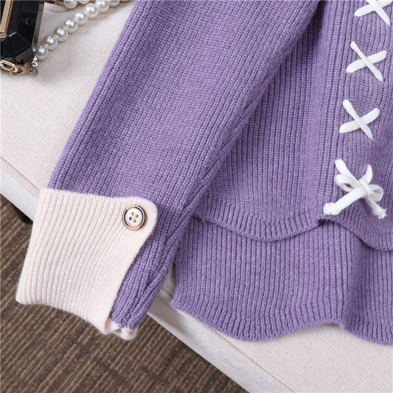Dame Mode Afslappet Efterår Vinter Ensfarvet Print Langærmet Rund Hals Sweater