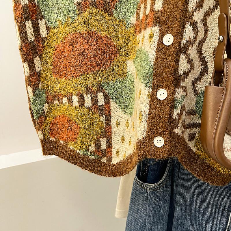 TonLion Women's Retro V-Neck Cardigan Vest