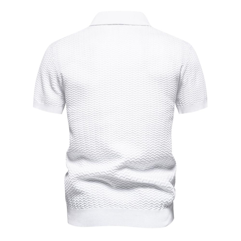 Gant Sommer Ny Brodert Herre High-end Stripet Business Kortermet Tynn og Allsidig Krage Halv Glidelås Kortermet Skjorte