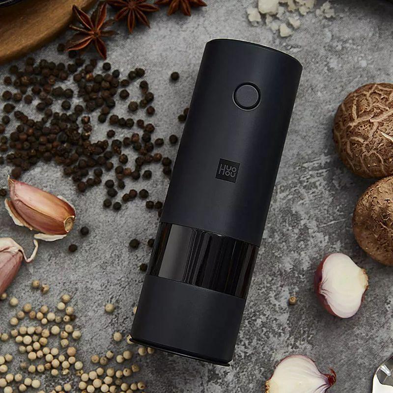 Xiaomi HUOHOU Automatic Electric Pepper Salt Grinder LED Light 5 Modes Spice Grain Porcelain Grinding Ceramic Burr Mill