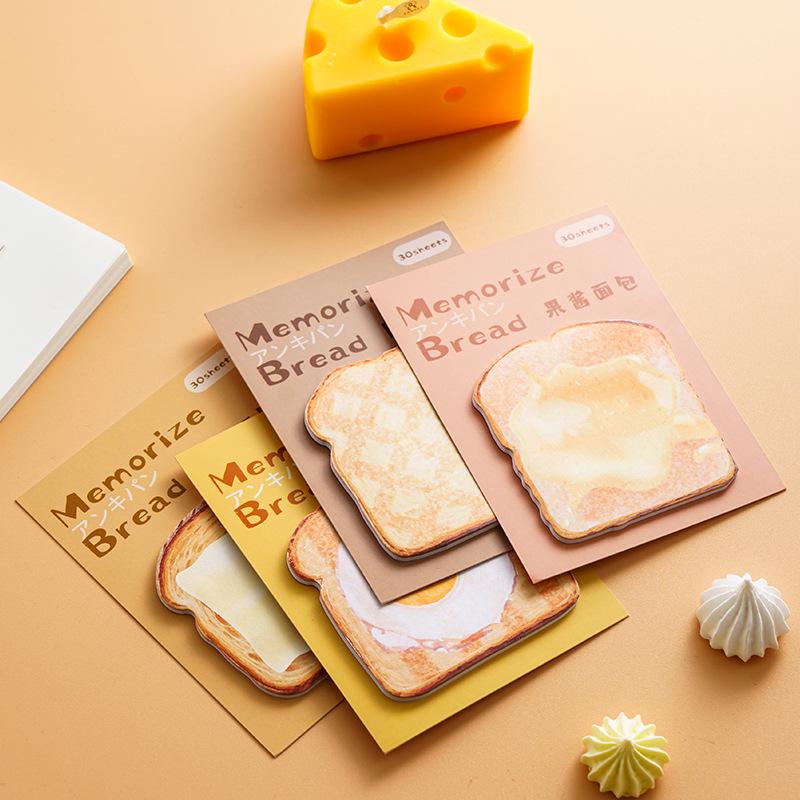 Memory Bread Toast-Shaped Reusable Sticky Notes - Creative and Tearable for Messages and Student Use.