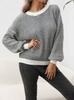 Women's Autumn & Winter Stripe Knit Sweater: Headless Wind, Round Neck, Long Sleeve, Loose Fit