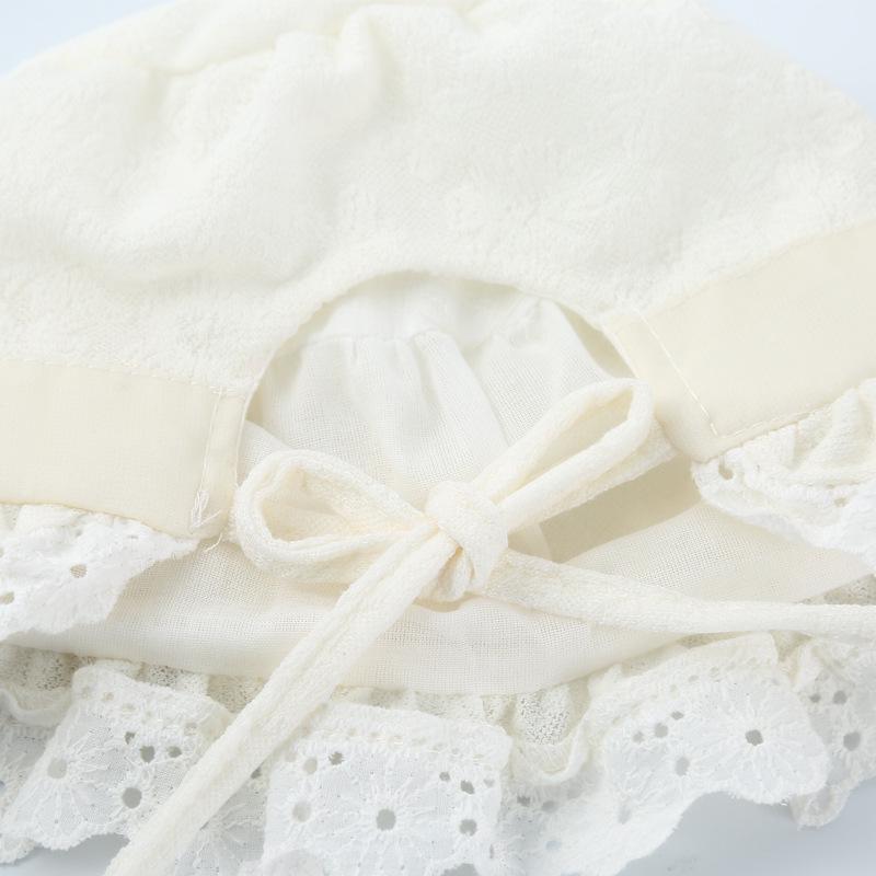 Lace Trim Infant Fisherman Hat with Ear Protection – Stylish Newborn Accessory