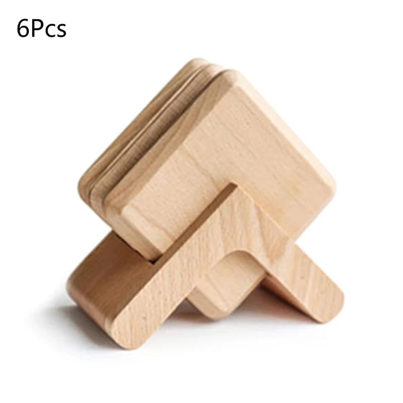 Black Walnut Wooden Tea Cup Mat Coffee Insulation Pad Coaster Kitchen Supplies Decorative Paper Placemats Table 6Pcs