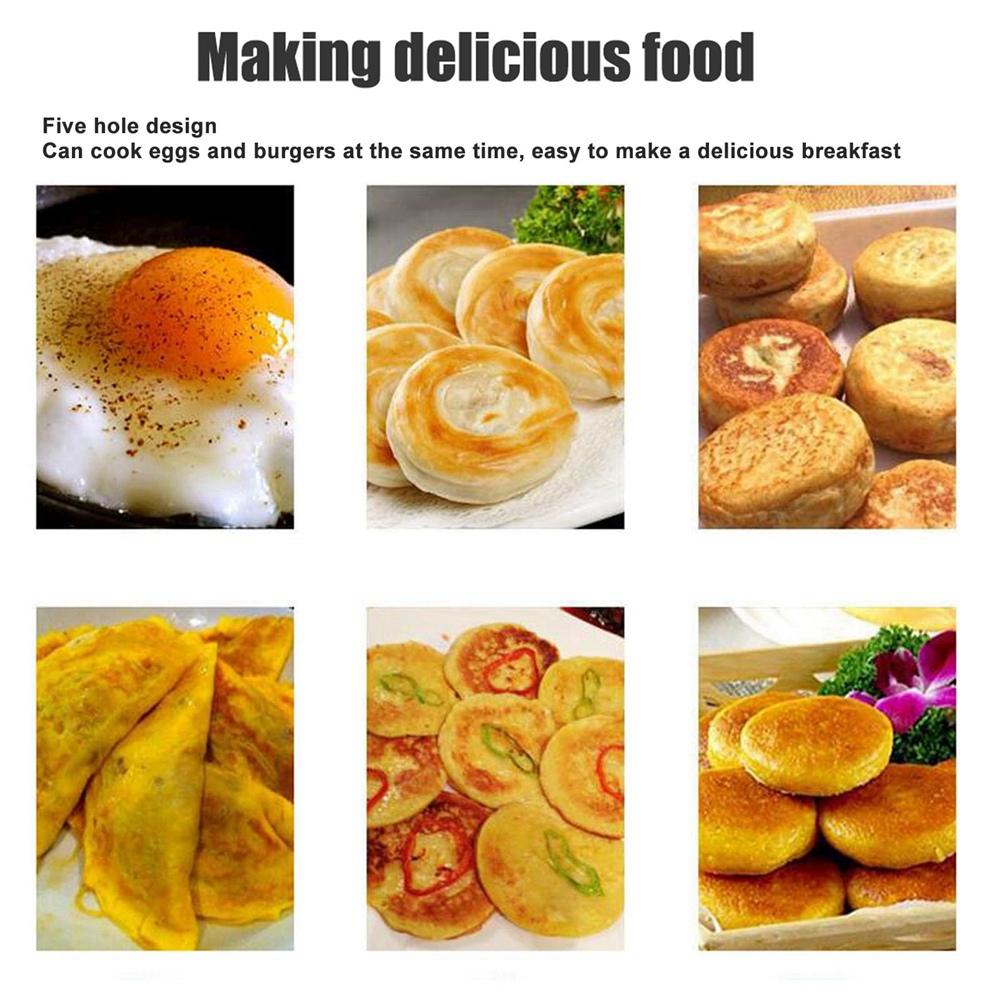 Dobrá litinová pánev, Nepotažená pánev na snídani, Nepřilnavá pánev na omelety, Forma na hamburgery s pěti otvory, Pánev na smažení vaječných knedlíků