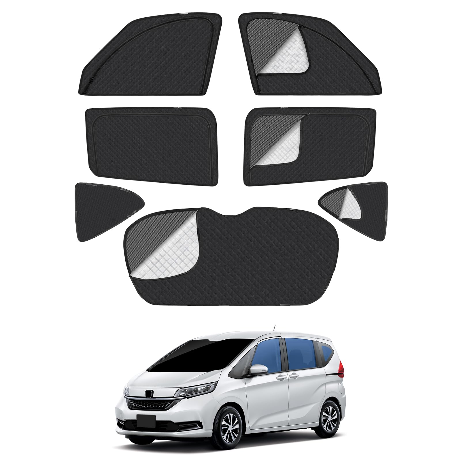 

Mesh Curtains for Toyota Freed Sunshade with Heat Sun and Fits all insect privacy and magnetic side UV Protection for back door and side Perfect for чёрный