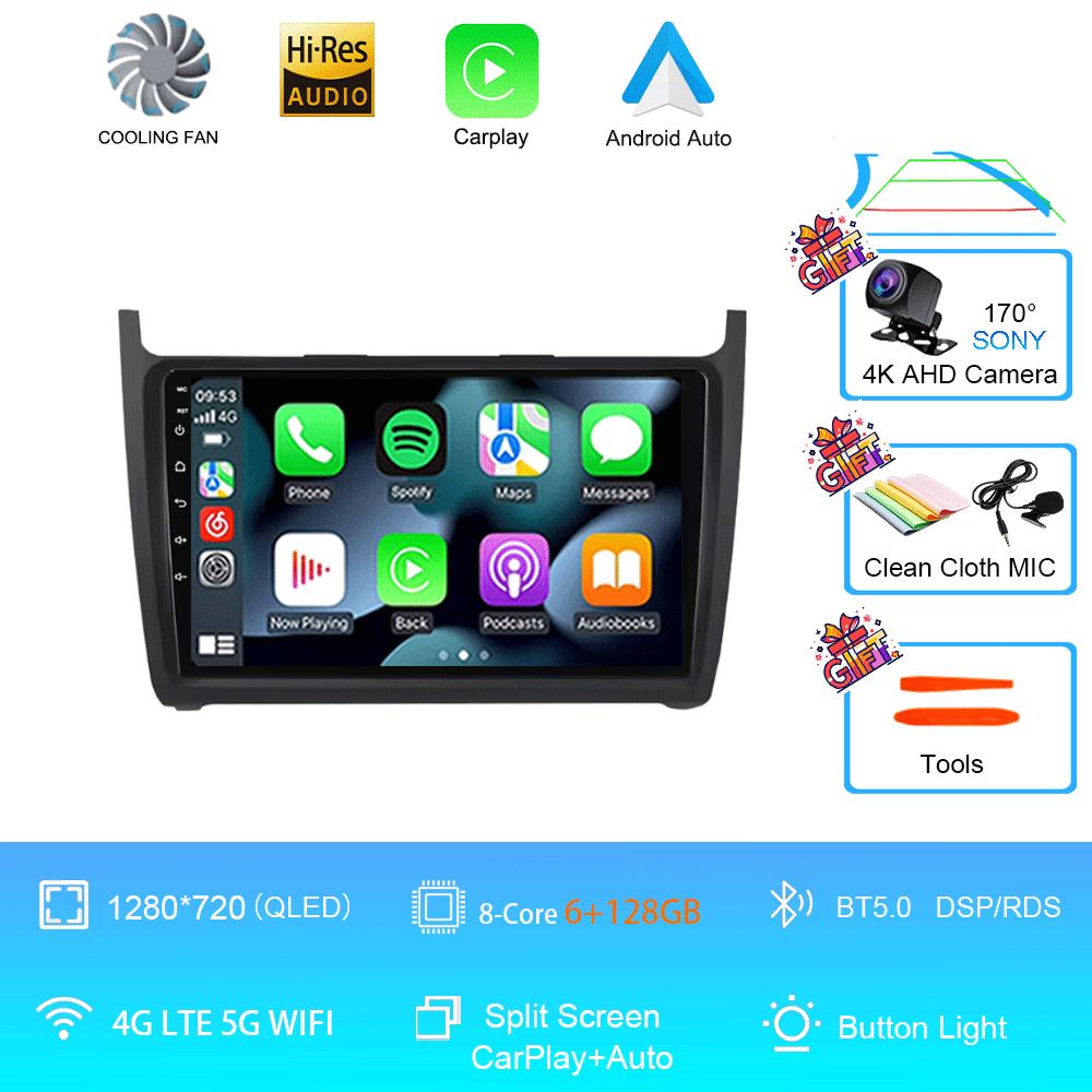 Car Radio 2Din Android 14 Stereo For Volkswagen VW Polo Sedan 2008 -2015 GPS Navigation Multimedia Mirror L-ink BT WIFI QLED DSP
