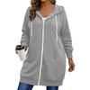 Sudadera Larga con Capucha para Mujer Tallas Grandes con Cremallera Bidireccional, Ropa Exterior Casual de Color