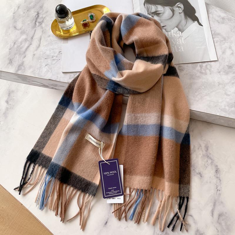 Cashmere Scarf Men's Winter British Classic Plaid Men's and Women's Long Versatile Warm Scarf Thick