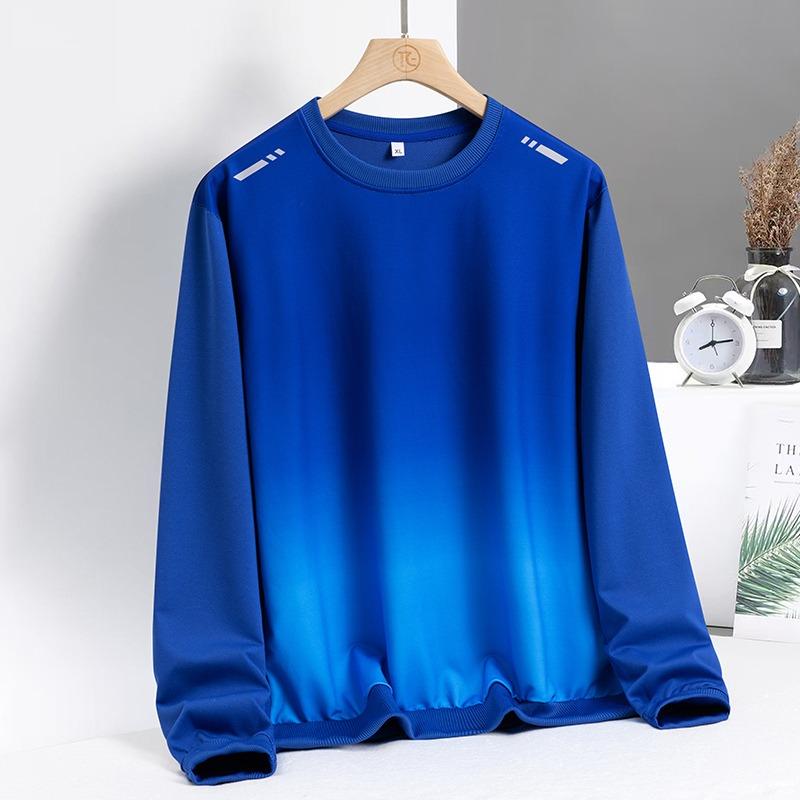 Men's Gradient Casual Sports Trend Versatile and Handsome Round Neck Pullover Long-sleeved Sweatshirt Top
