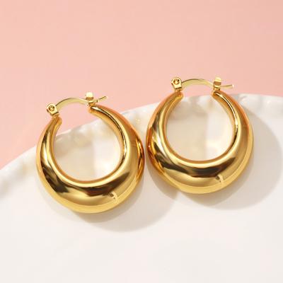 Golden Small Chunky Hoop Earrings for Women Lightweight Statement Party Jewelry Gift