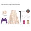 100 Day of School Cosplay Costume Set Kids Old Lady Costume Accessories Faux Pearls Necklace Glasses Crutch Floral Dress