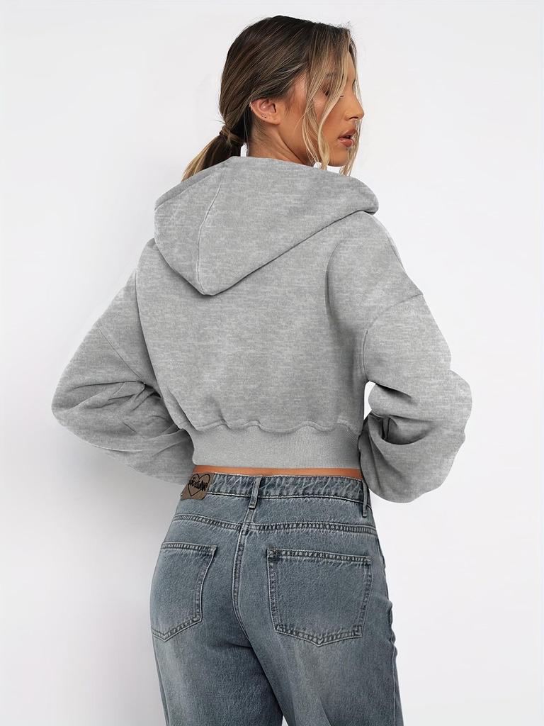 Stylisches Kapuzenpullover mit kurzem Reißverschluss und langen Ärmeln